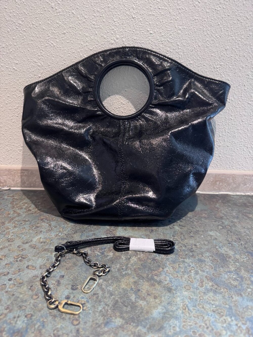 Hobo Giorgia Black Top Handle/Crossbody Leather Bag